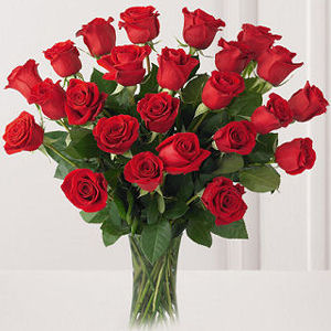 バラの花束24本 花器付き 色指定 ヨーロッパ イギリス 海外にお花のプレゼントを送るならラスティンググリーン